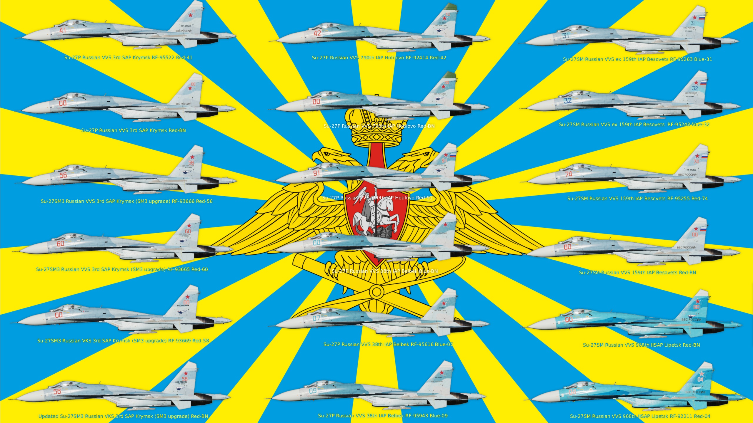 Su-27P, Su-27SM and Su-27SM3 Modern Russian VVS/VKS skins 4K + roughmets/normals  (38th IAP, 159th GvIAP, 790th IAP, 3rd SAP, 968th IISAP)