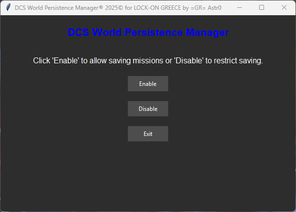 Persistence Manager for DCS v.1.4
