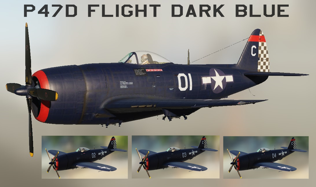 P47D Flight of four Dark Blue Skin for PTO fantasies