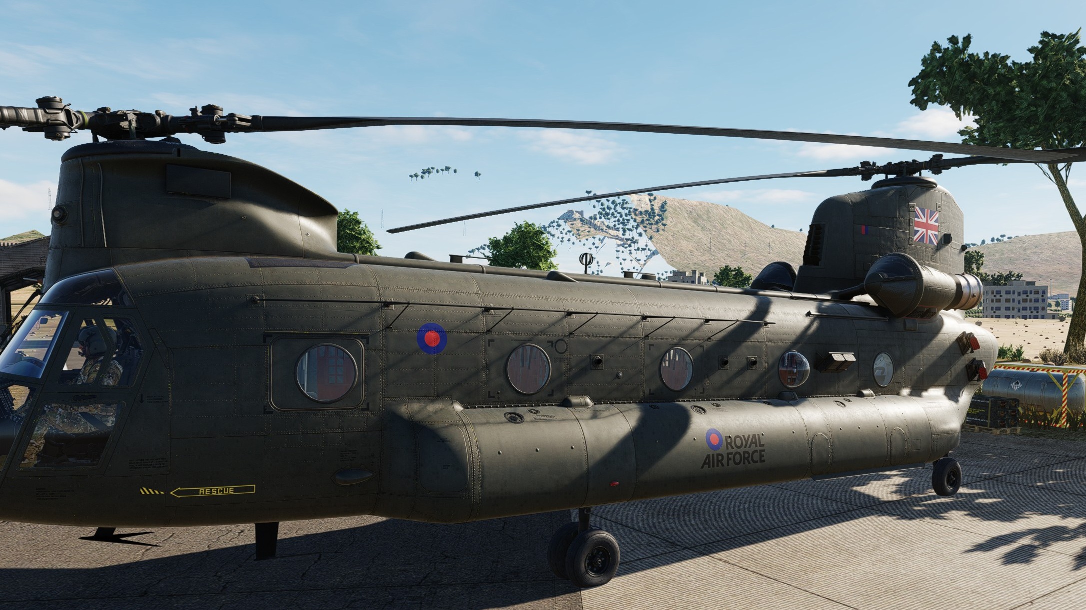 RAF CH47 Chinook with Union Flag