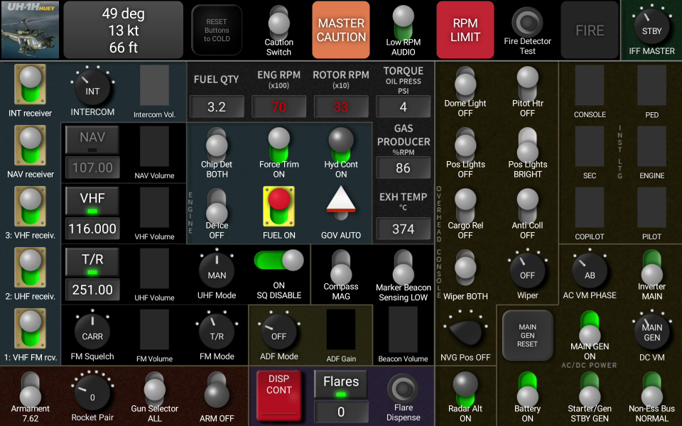 DCS-COINS: UH-1H Huey Dashboard