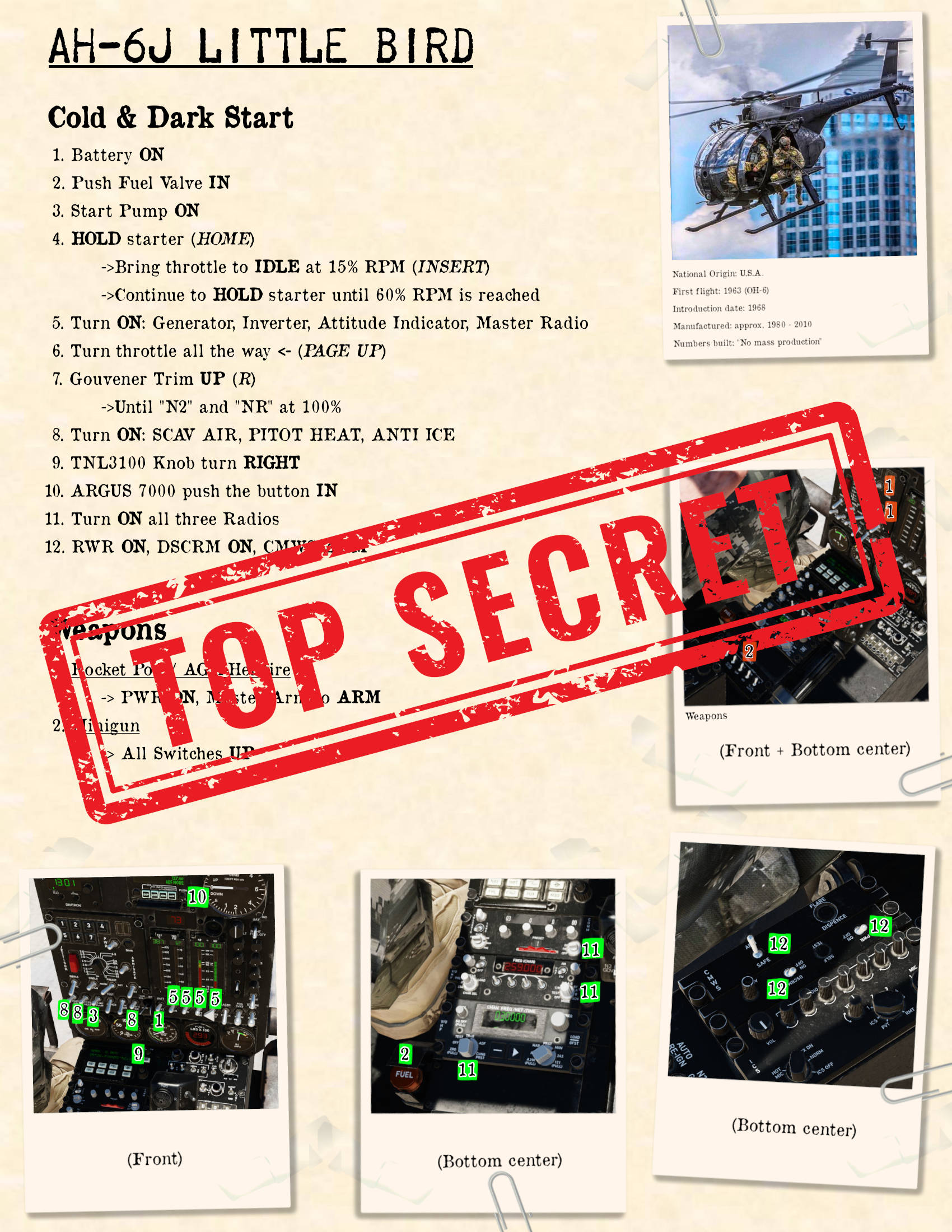 AH-6J Cold & Dark Start Kneeboard English