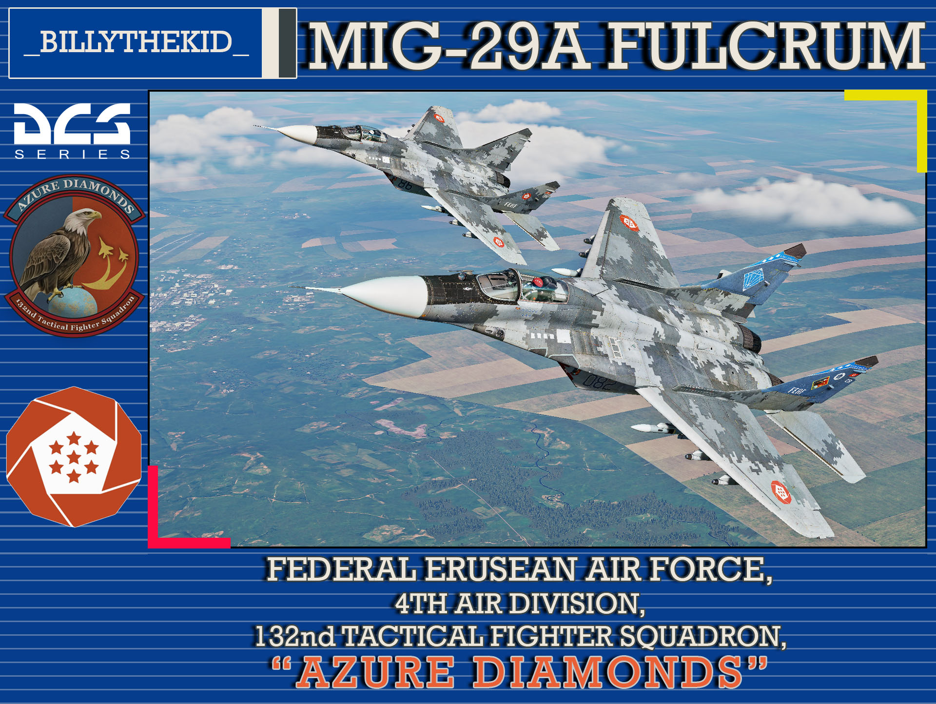 Ace Combat - Federal Erusean Air Force - 4th Air Division - 132nd Tactical Fighter Squadron "Azure Diamonds" MiG-29A Fulcrum