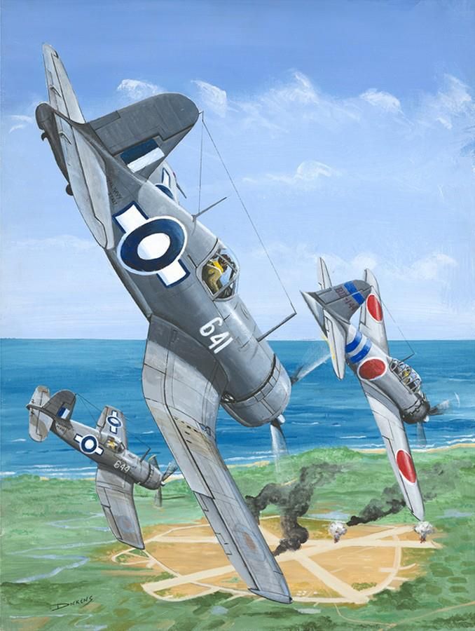 F4U 4 May 1945 CAP Corsairs engage Four Zeros