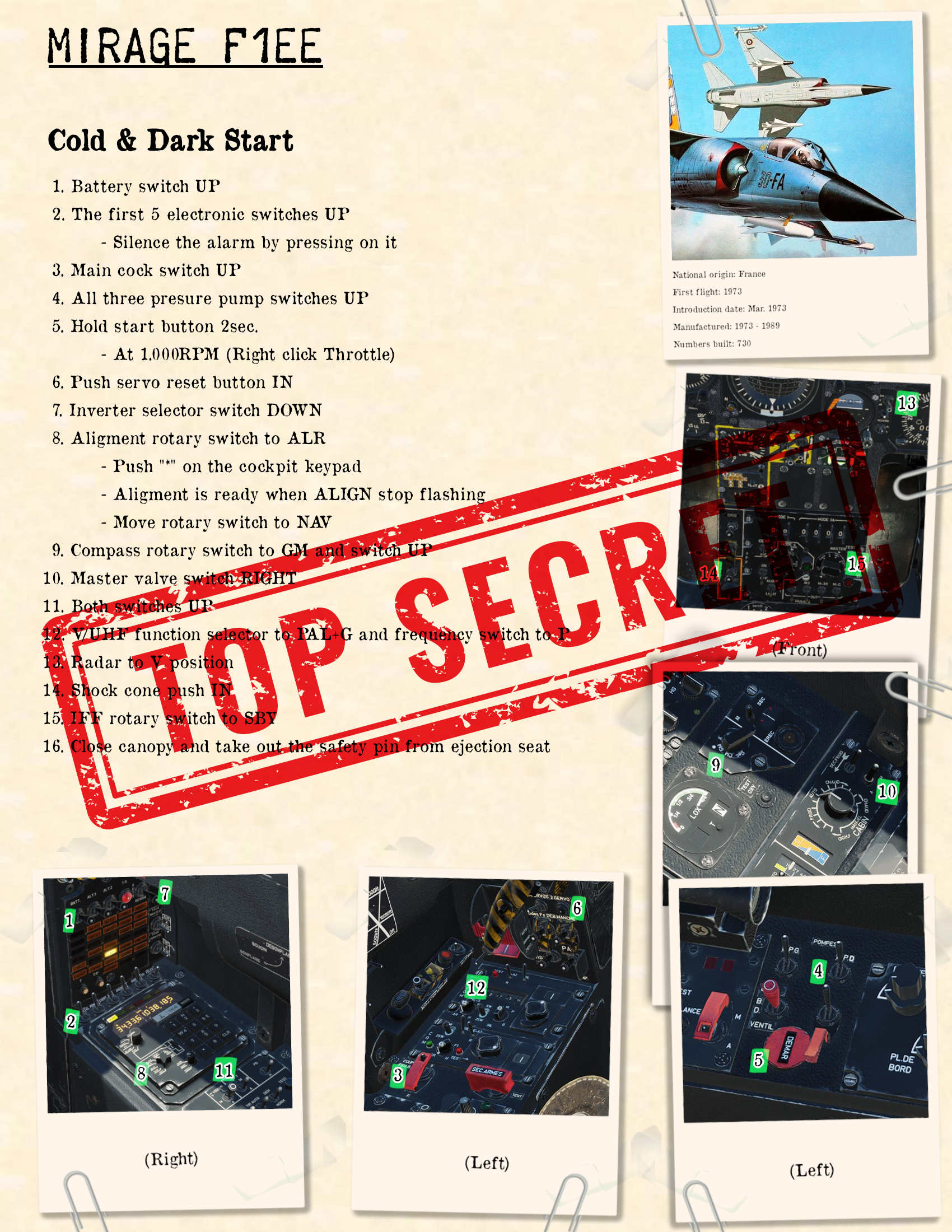 Mirage-F1EE Cold & Dark Start Kneeboard