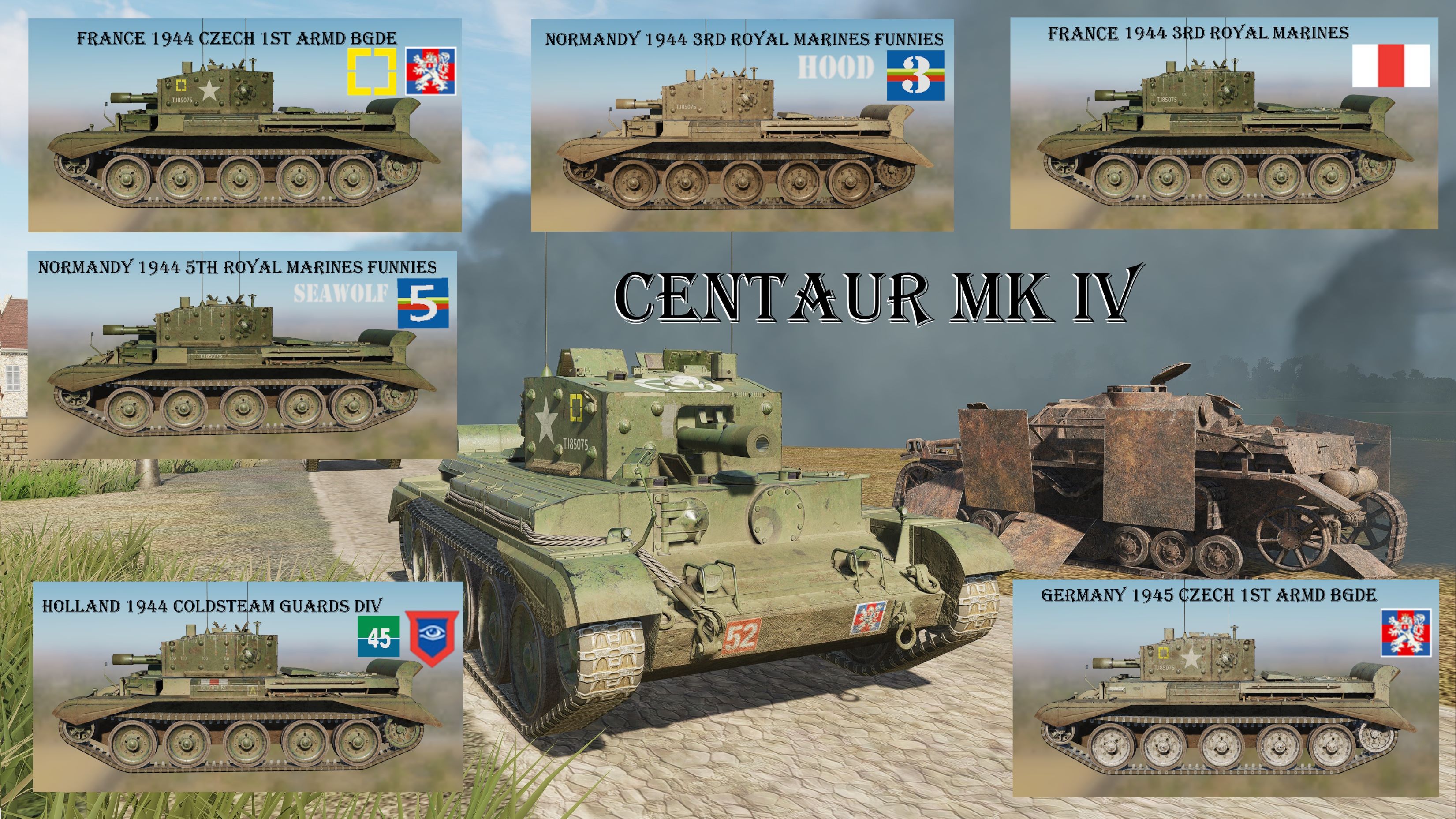 WWII British Centaur IV Tank Livery Pack 1 for WWII Assets Pack (Corrected)