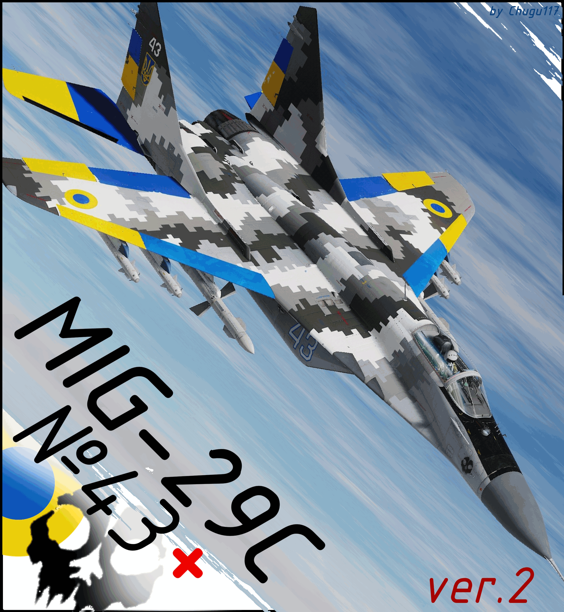 (fictional) MiG-29S pixel №43 + with anti-mykola and MM-14 pilot | UA version 2 / 2
