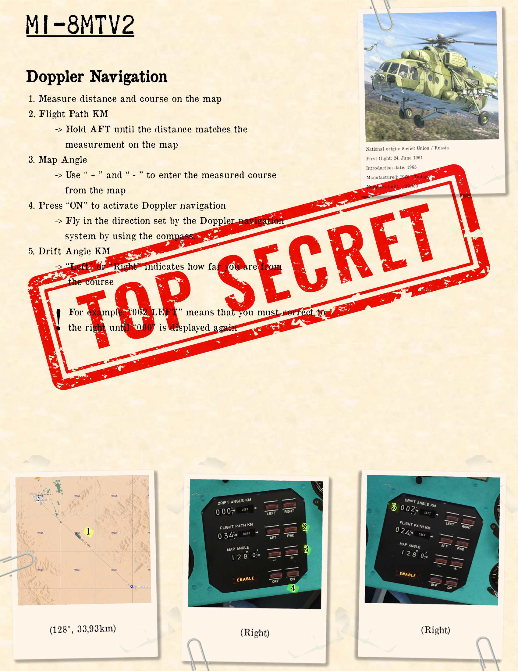 Mi8 Doppler Navigation Kneeboard