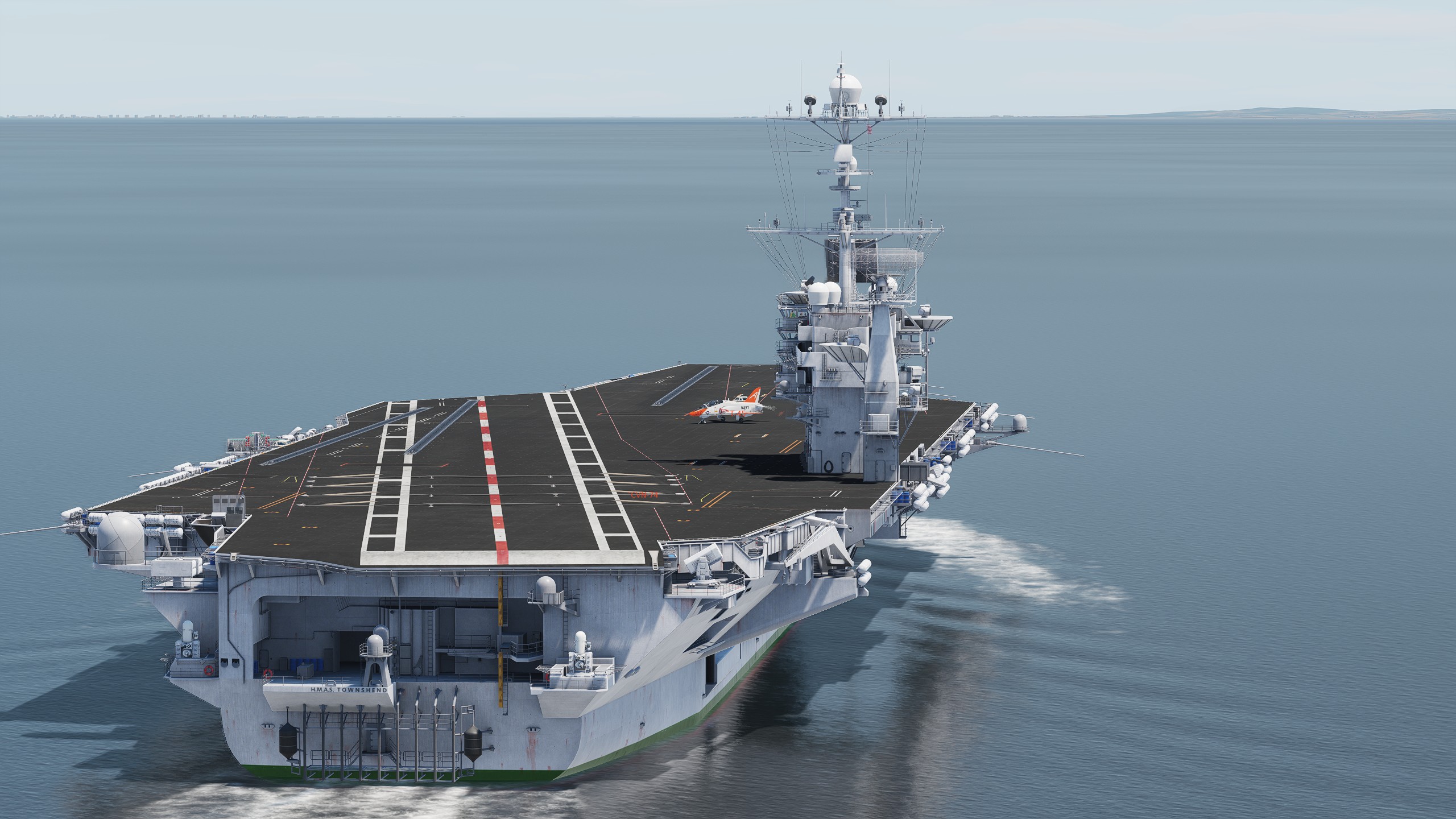 Royal Australian Navy - HMAS Townshend (Fictional) Aircraft Carrier - Nimitz Class - Darker Deck - Low Glare - Bright Markings