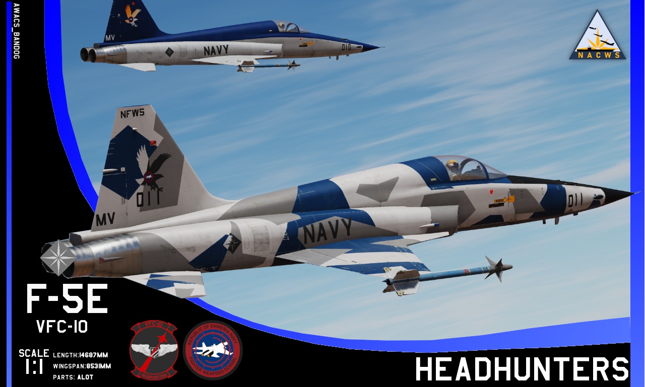 Ace Combat - Emmerian Navy - Naval Air Combat Weapons School - Fighter Composite Squadron 10 "Headhunters" F-5E