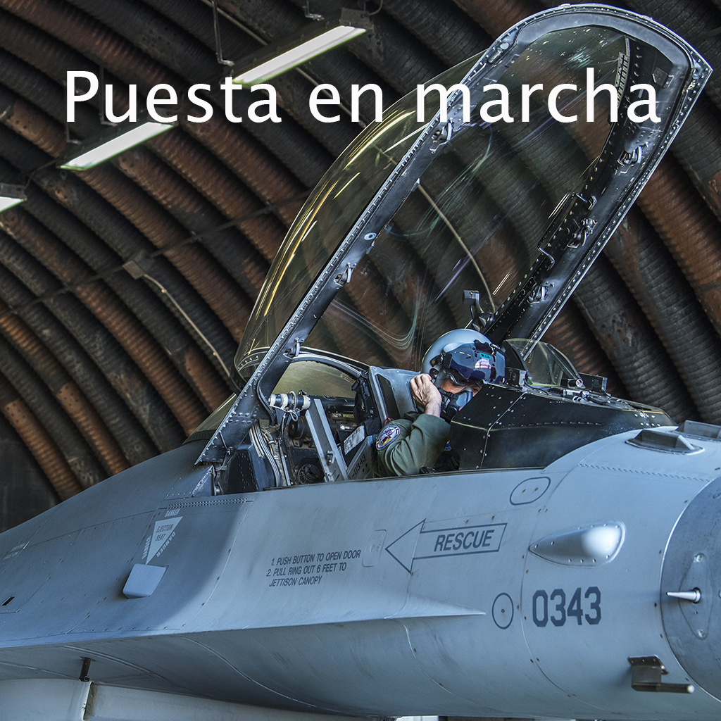 Arranque en frío del F16-C bloque 50 con textos y voces en español
