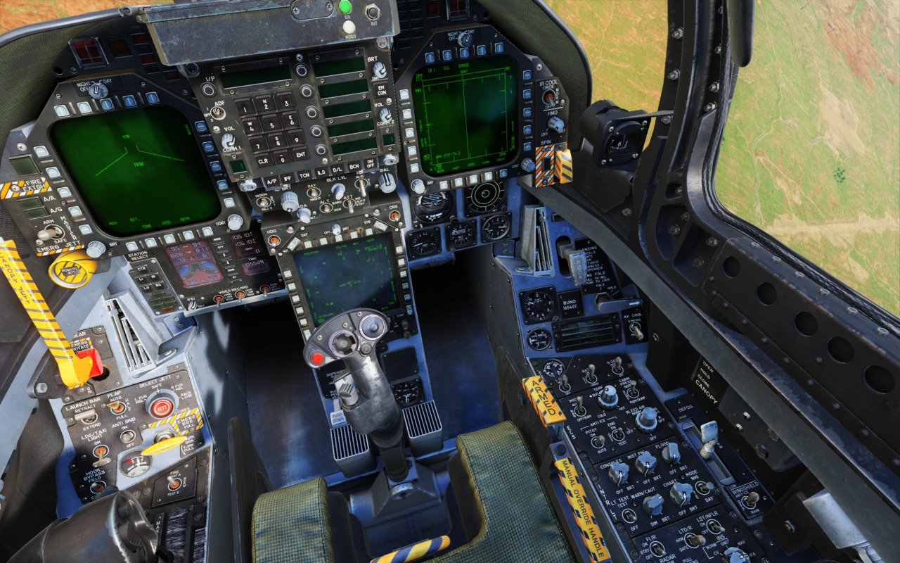 FA-18C cockpit, darker than the standard one, green screens and new normals