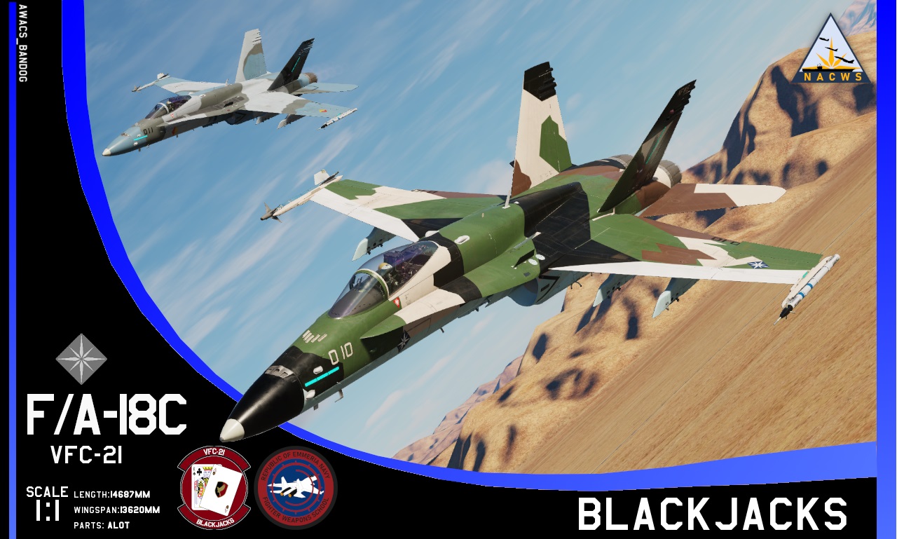 Ace Combat - Emmerian Navy - Naval Air Combat Weapons School - Fighter Composite Squadron 21 "Blackjacks" F/A-18