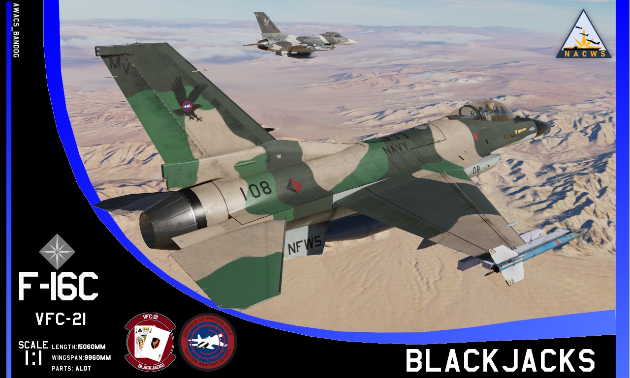 Ace Combat - Emmerian Navy - Naval Air Combat Weapons School - Fighter Composite Squadron 21 "Blackjacks" F-16C Part 1