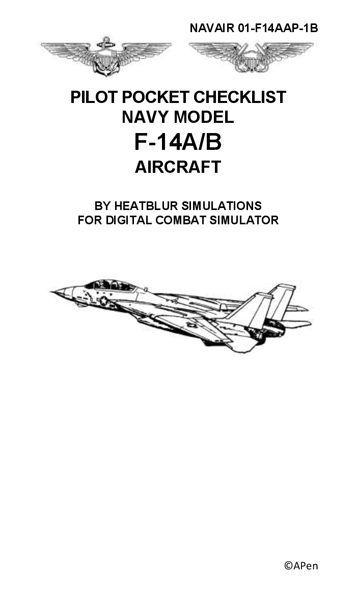 F-14A/B NATOPS style PILOT and RIO POCKET CHECKLISTS