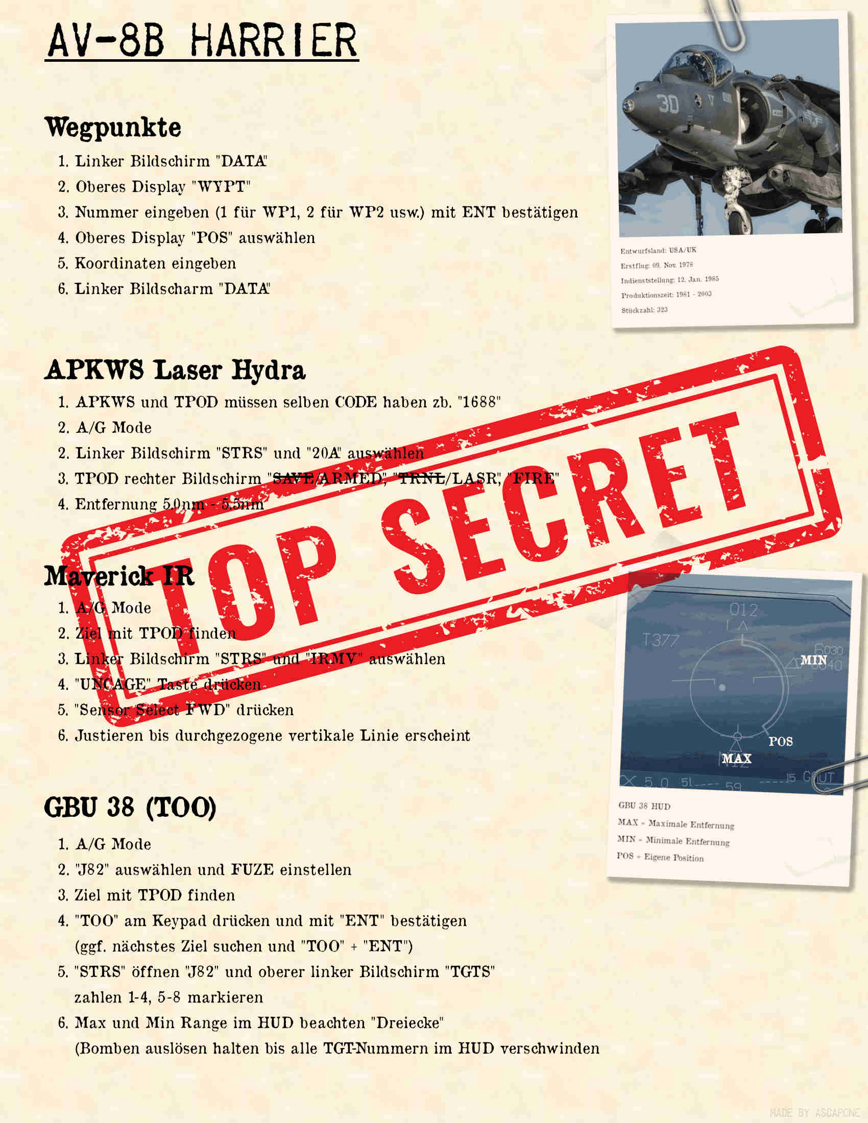 AV-8B Kneeboard Deutsch