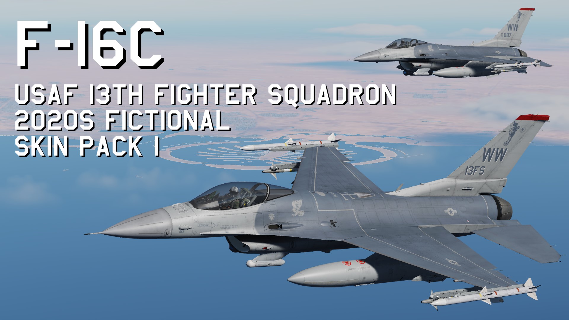 F-16C USAF 13th Fighter Squadron 2020s fictional Skin Pack 1