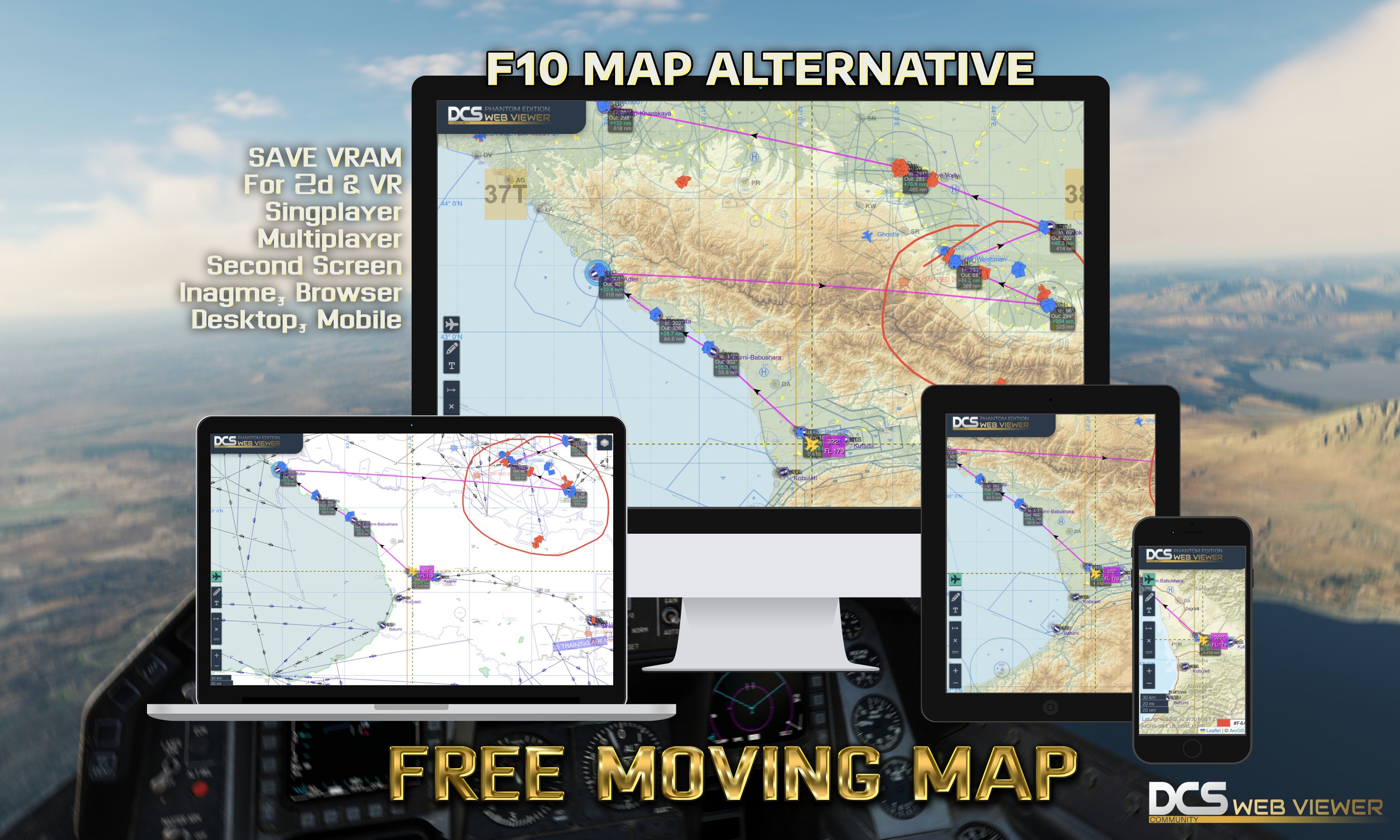 DCS LIVE Moving Map - F10 map alternative - save VRAM