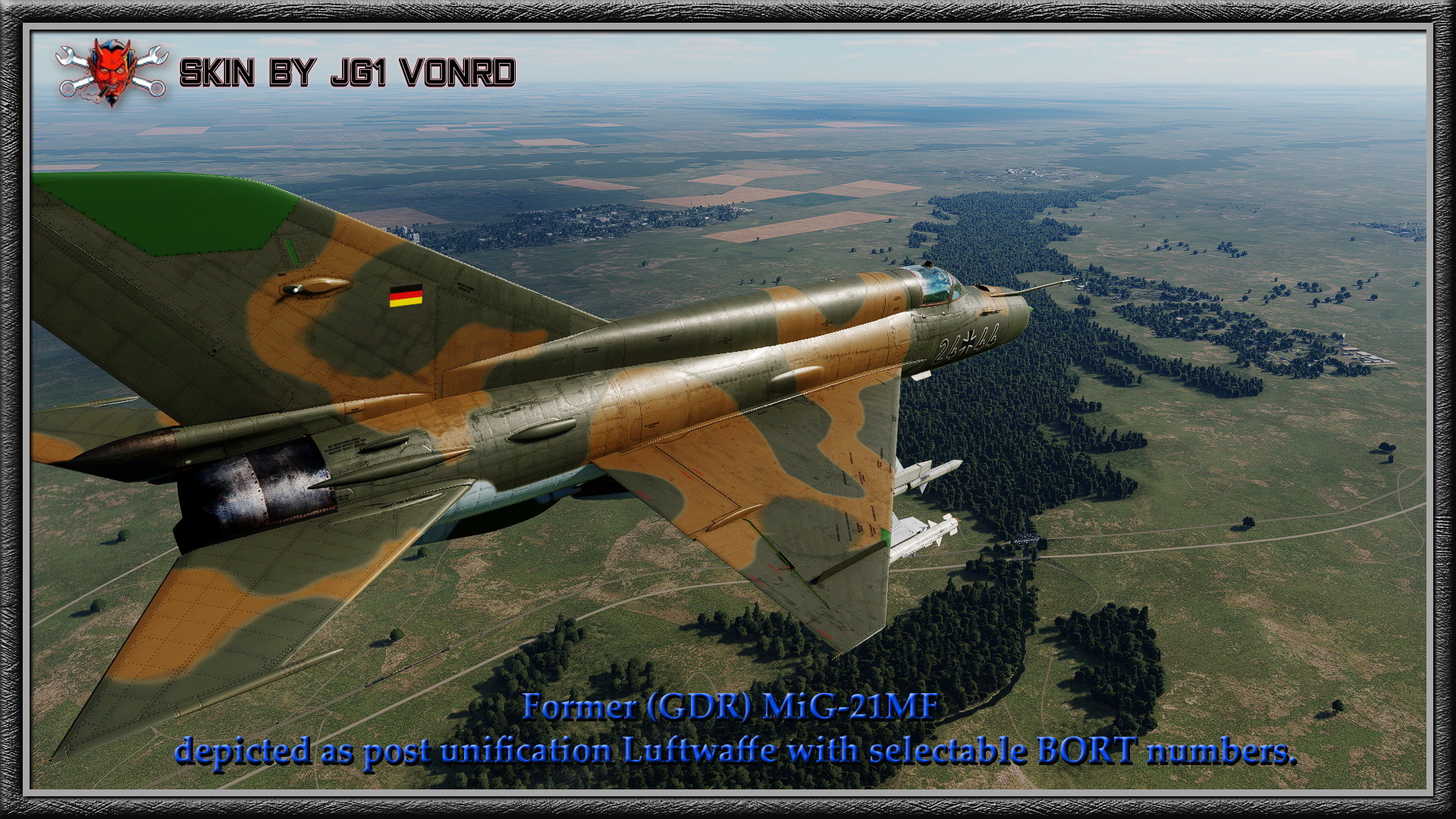 Post Germany unification MiG-21 with selectable Bort numbers - Tan / Green Camo