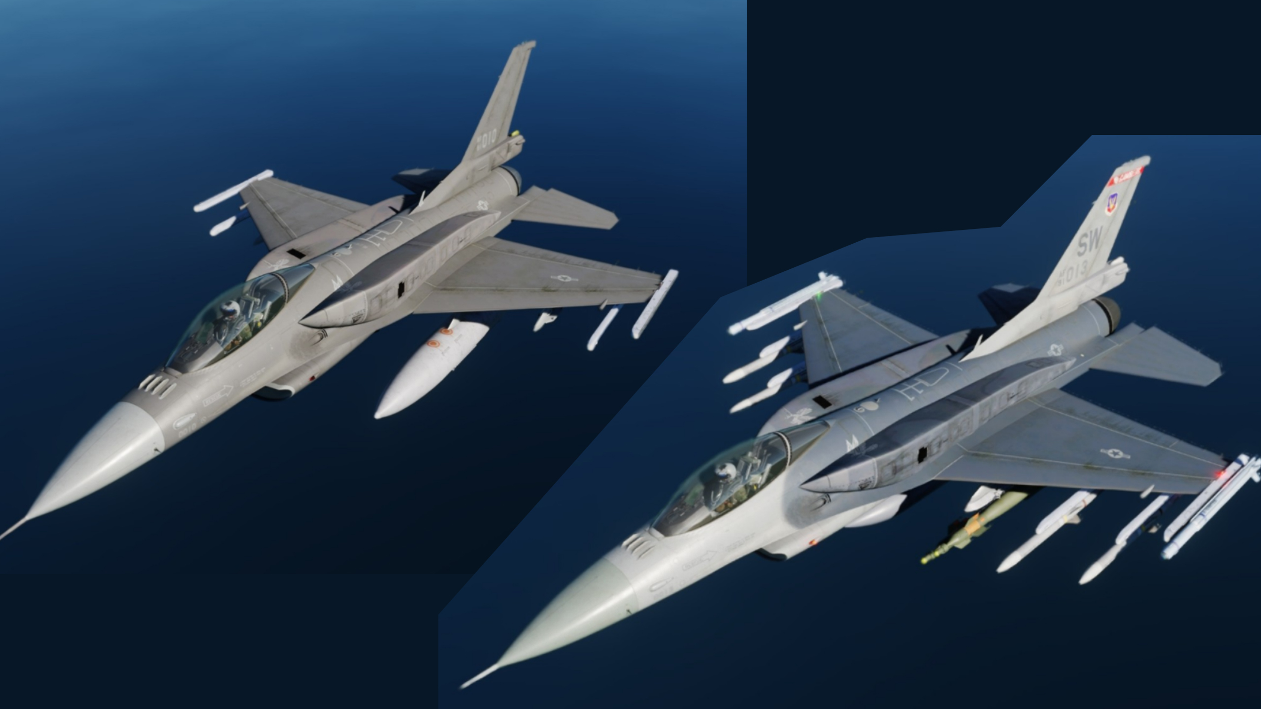 F-16V model equipped with "Conformal Fuel Tank" coating