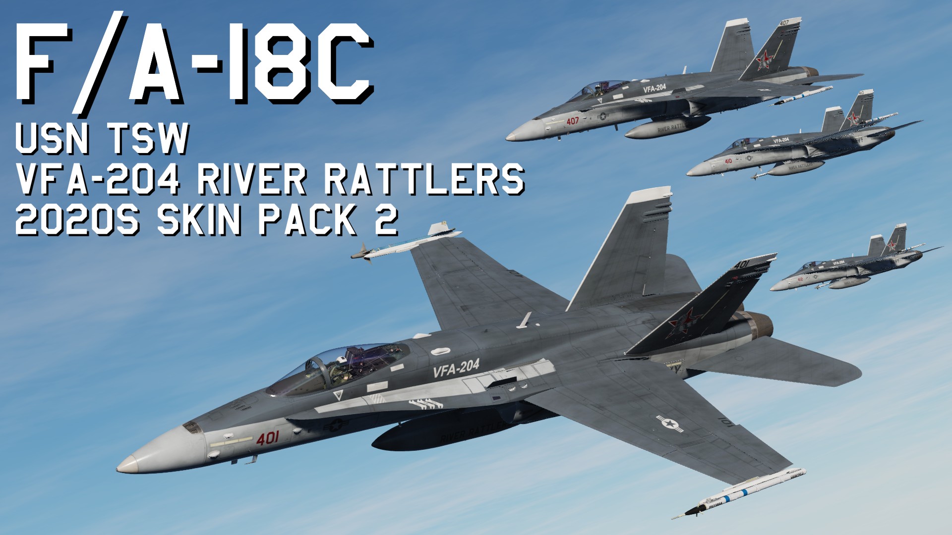 USN TSW FA-18C VFA-204 River Rattlers 2020s Skin Pack 2