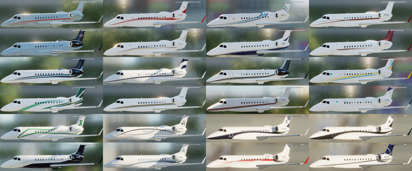 Charter Business Private jets append skinpack 1 for T-Tail Twin Jets ERJ-135BJ mod (TTTwJ) 08/Oct/2024 Rev2