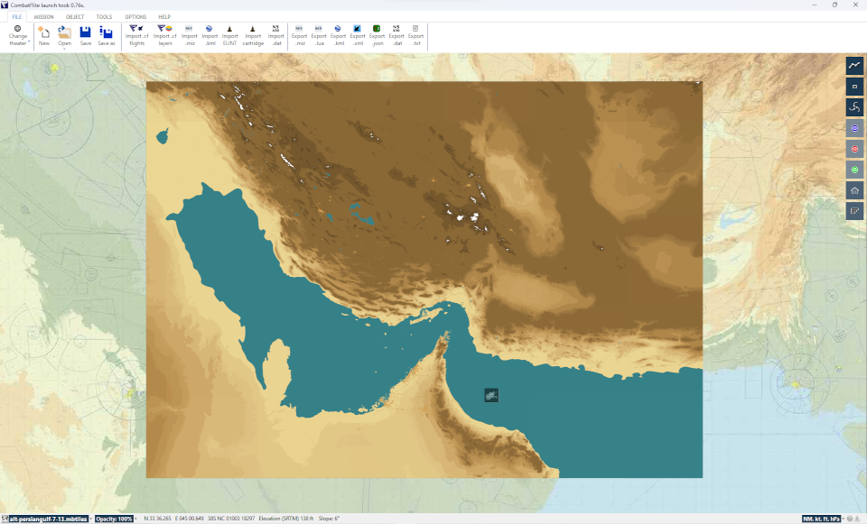 Persian Gulf DCS F10 Map for CombatFlite