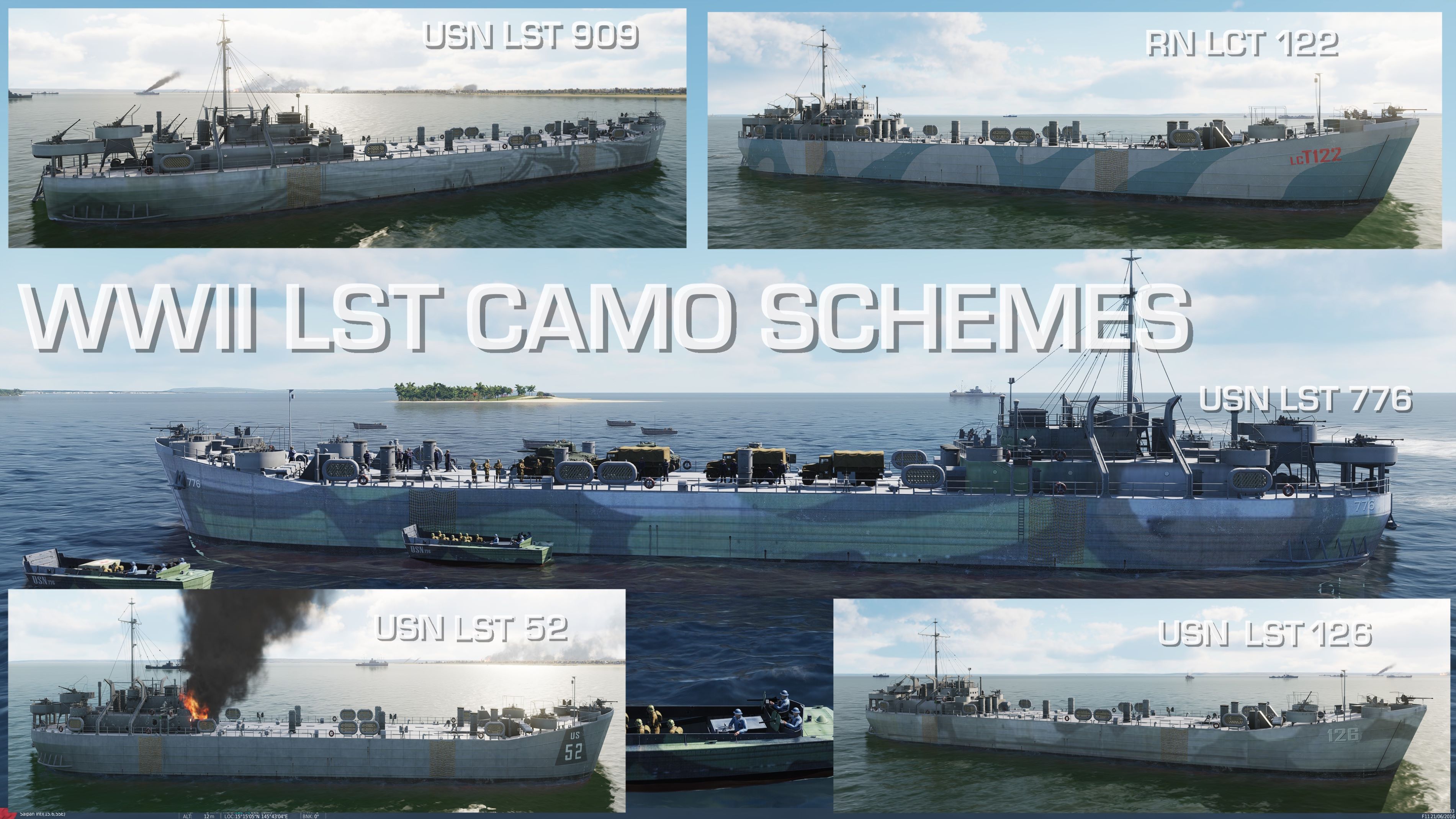 WWII LST Mk2 Ship Livery Pack 1 for WWII Assets Pack
