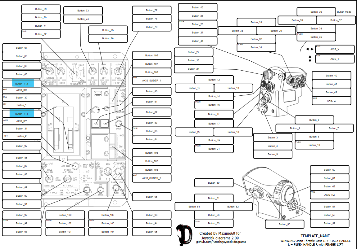 WINWING Orion Throttle Base II + F15EX HANDLE L + F15EX HANDLE R Adds 112 & 113 Buttons (FINGER LIFT)