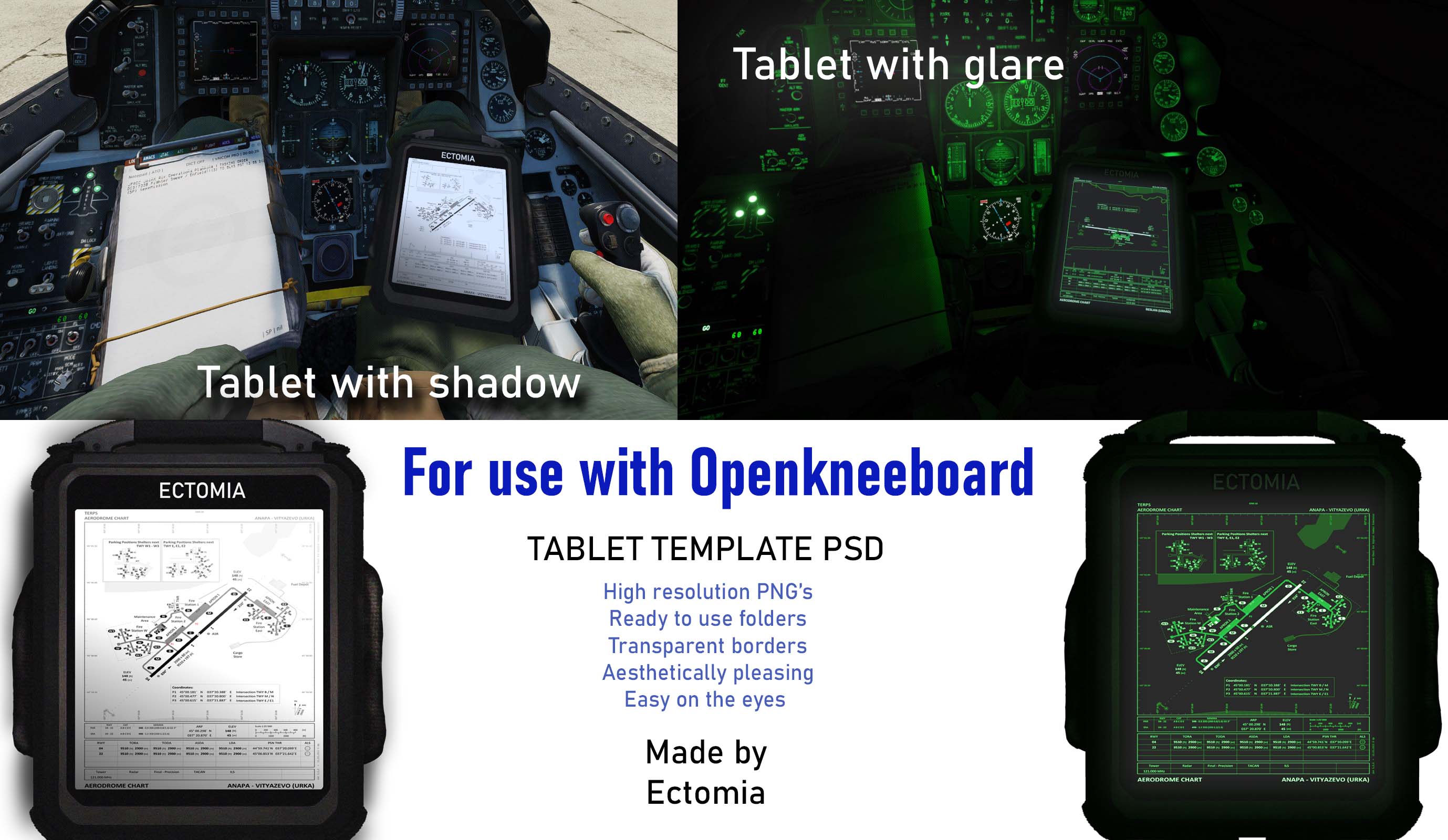 Open Kneeboard Tablet Template (PHOTOSHOP, KRITA, GIMP)