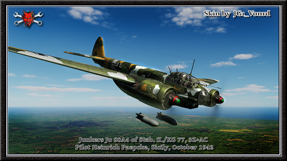 Junkers Ju 88A4 Stab. II.KG 77, 3Z+AC, Paepcke, Sicily,1942