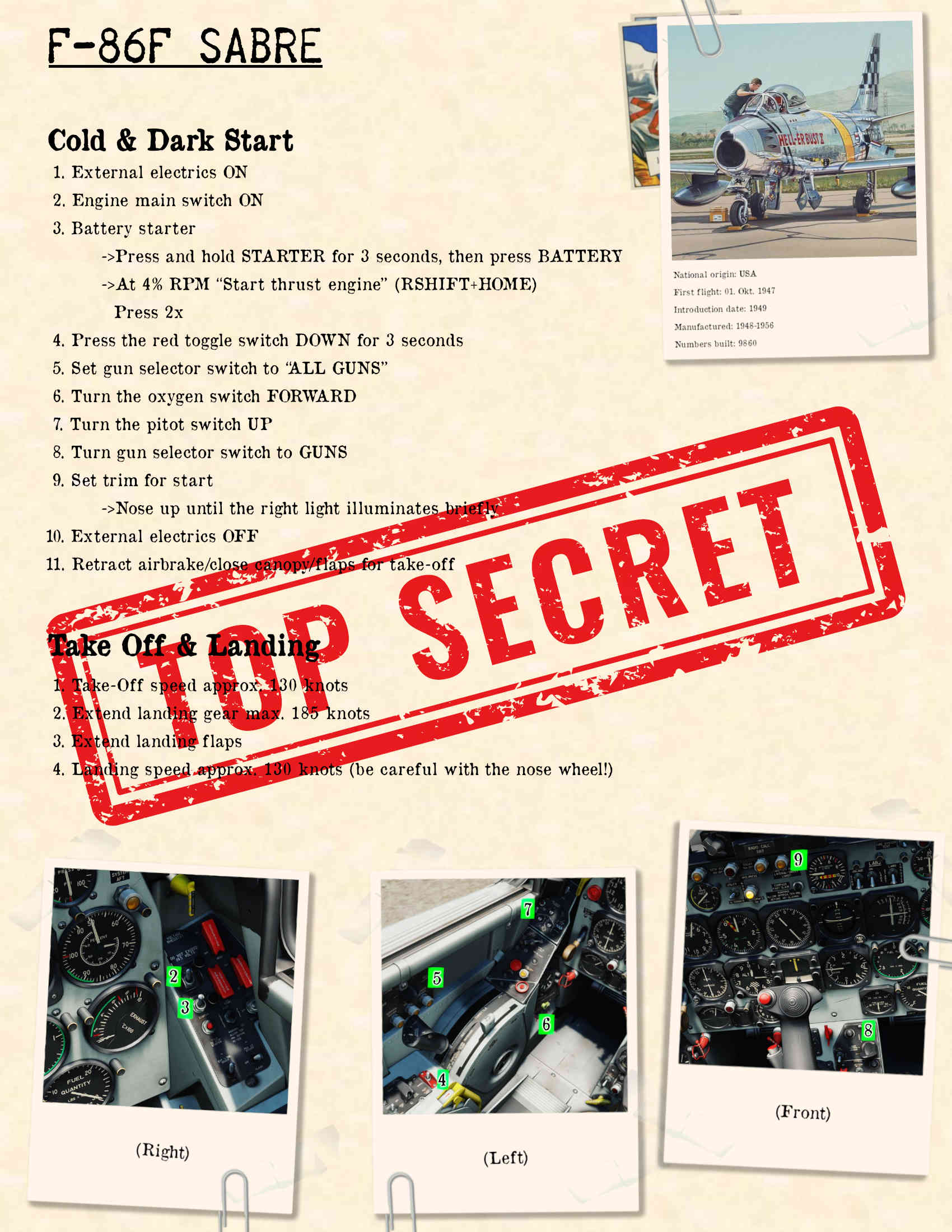 F-86F Sabre Cold & Dark Kneeboard English