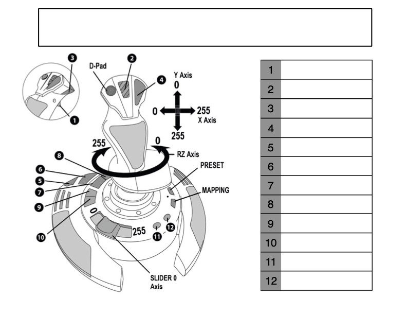 Thrustmaster T-flight stick X Mapping Blank 