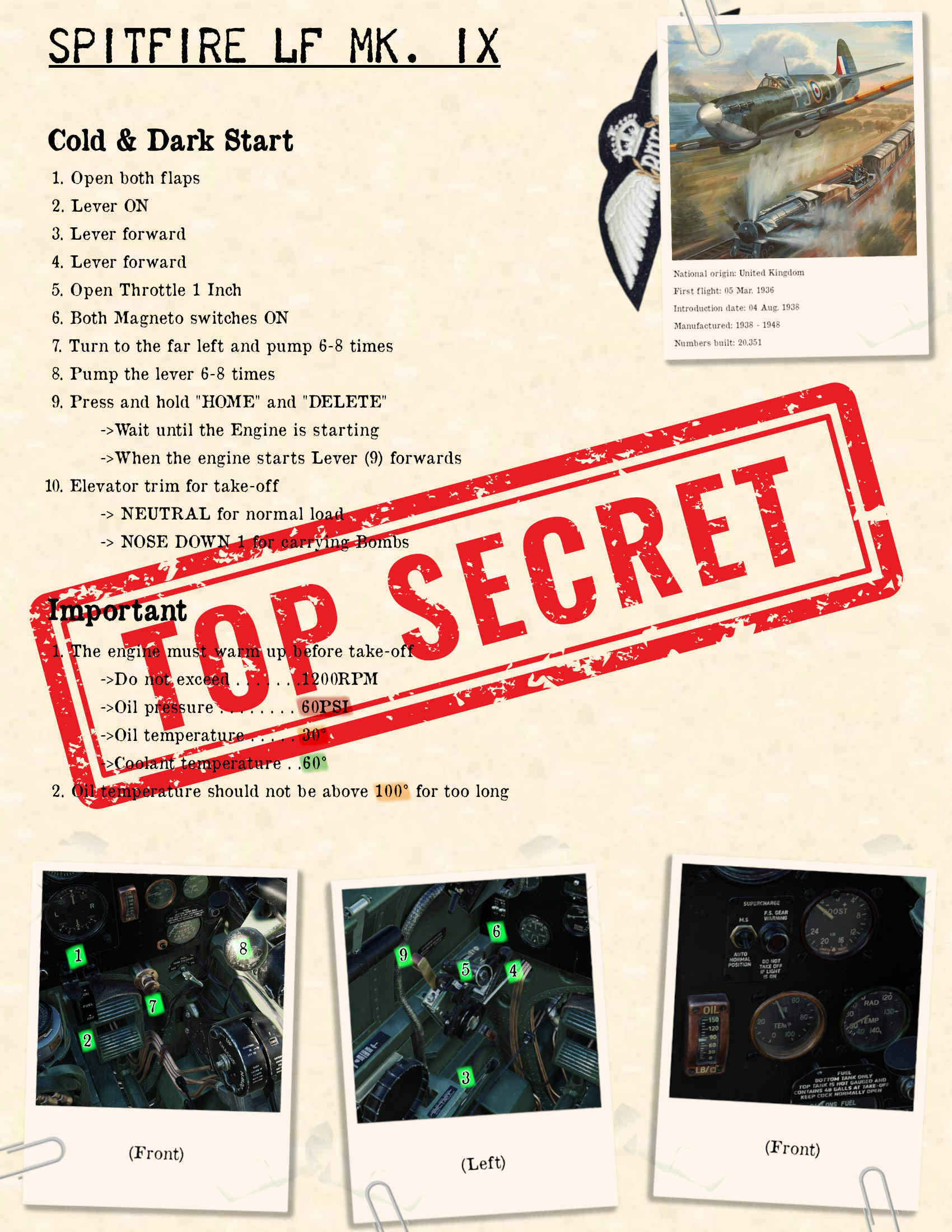 Spitfire Cold & Dark Kneeboard English